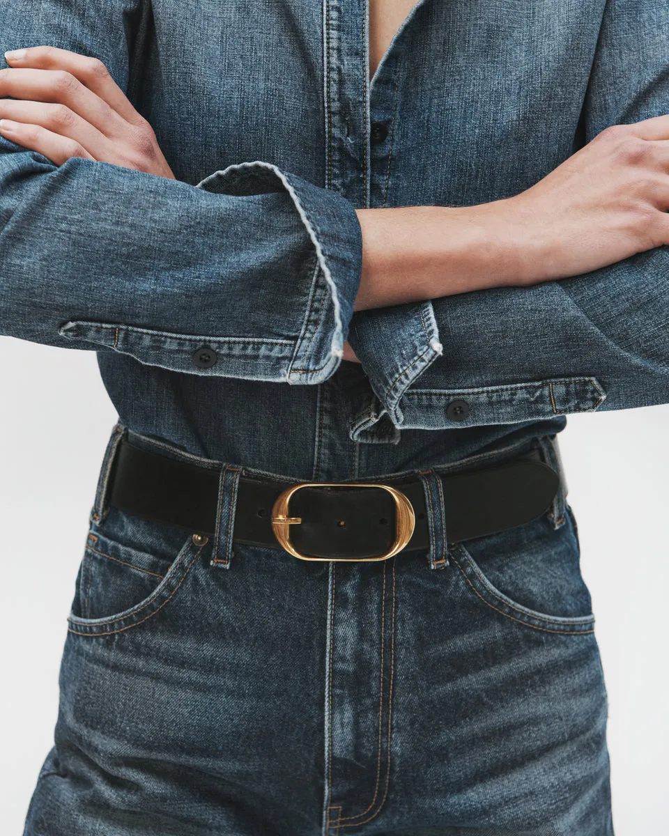 Nili Lotan | Nili Belt - Black With Antique Brass Buckle sold by Sisters & Co product image thumbnail 2