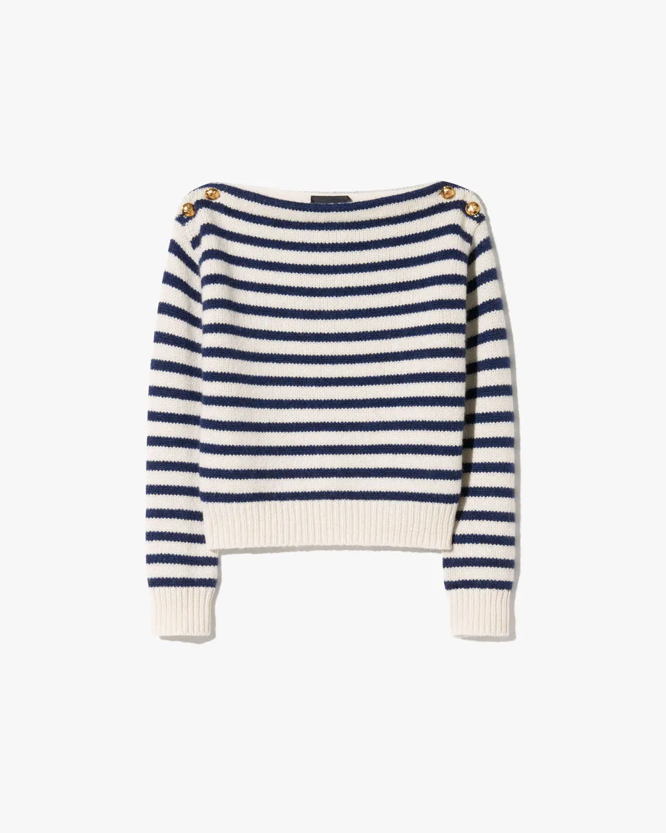 Nili Lotan | Tandy Sweater - Ivory / Marine Stripe sold by Sisters & Co product image thumbnail 5