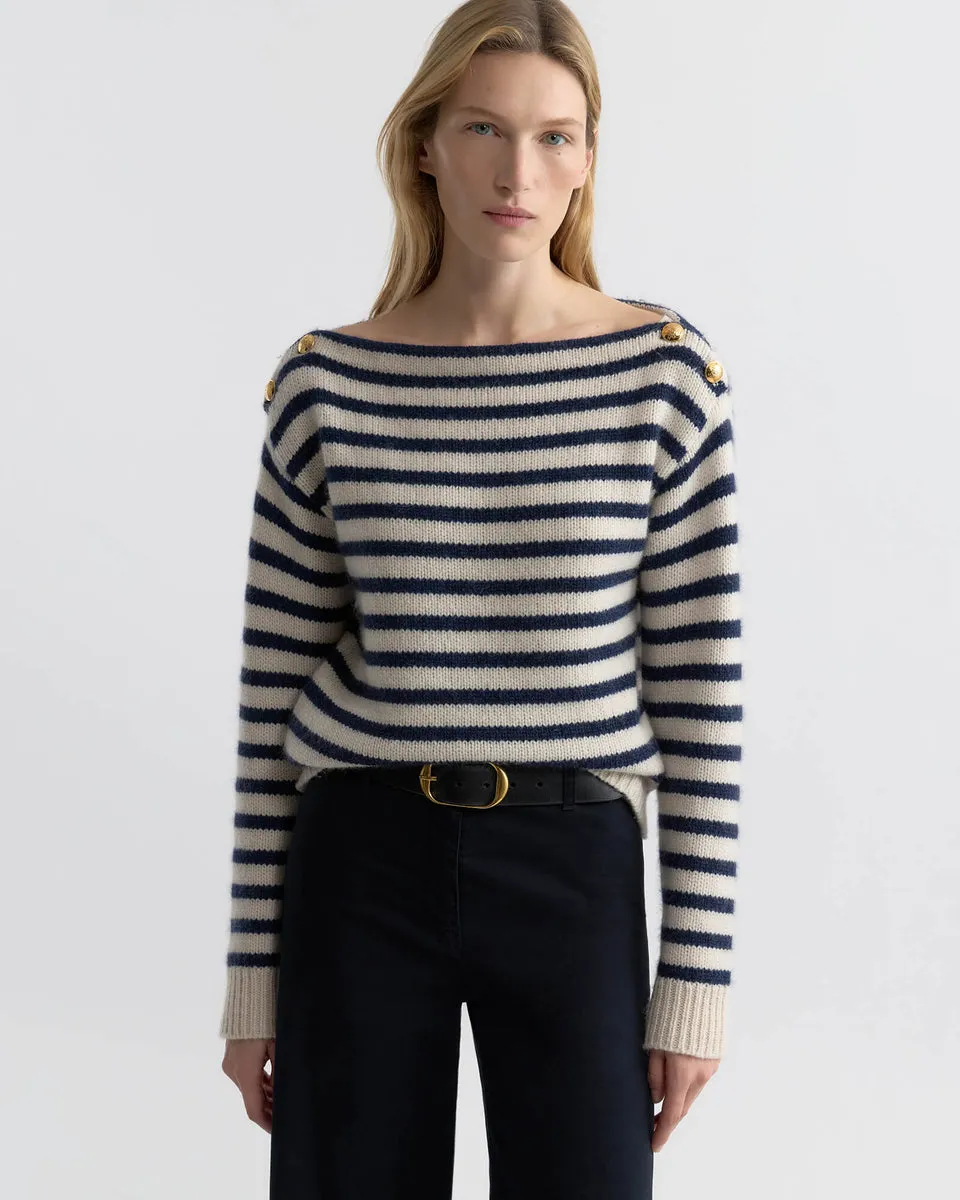 Nili Lotan | Tandy Sweater - Ivory / Marine Stripe sold by Sisters & Co product image thumbnail 2