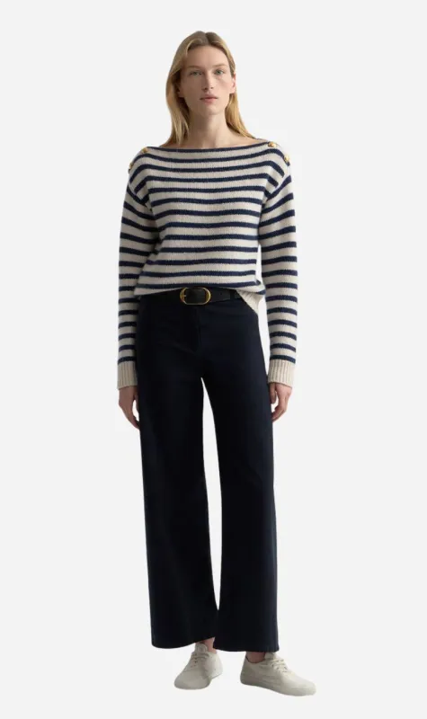 Nili Lotan | Tandy Sweater - Ivory / Marine Stripe made by Nili Lotan