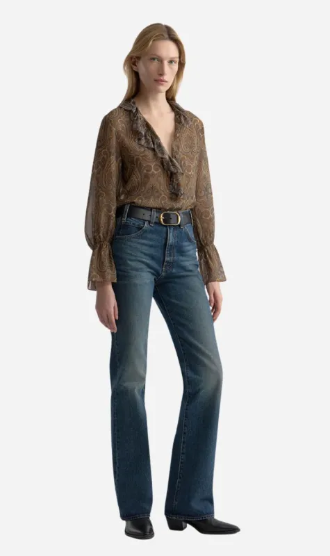 Nili Lotan | Cecily Shirt - Khaki Paisley made by Nili Lotan