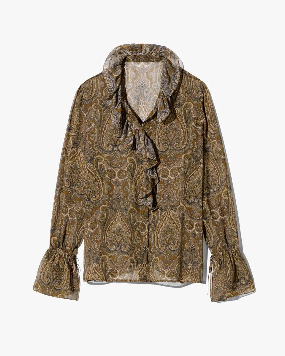 Nili Lotan | Cecily Shirt - Khaki Paisley sold by Sisters & Co product image thumbnail 5