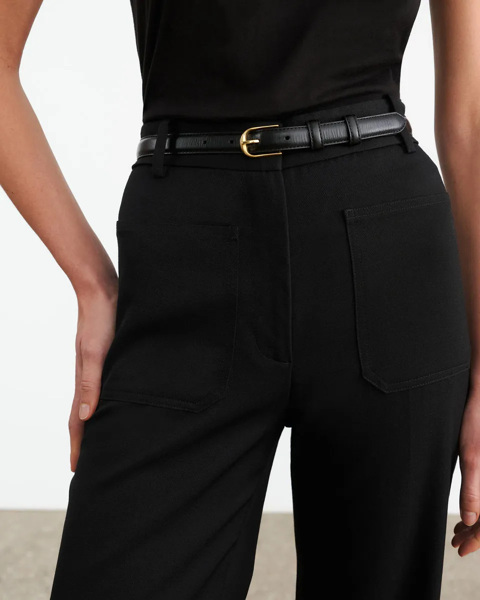 Nili Lotan | Jane Belt - Black With Shiny Brass Buckle sold by Sisters & Co product image thumbnail 2