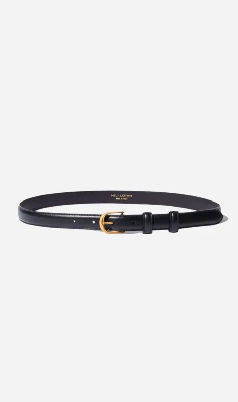 Nili Lotan | Jane Belt - Black With Shiny Brass Buckle made by Nili Lotan