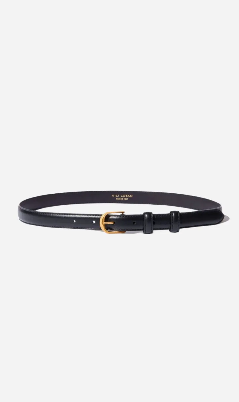 Nili Lotan | Jane Belt - Black With Shiny Brass Buckle sold by Sisters & Co