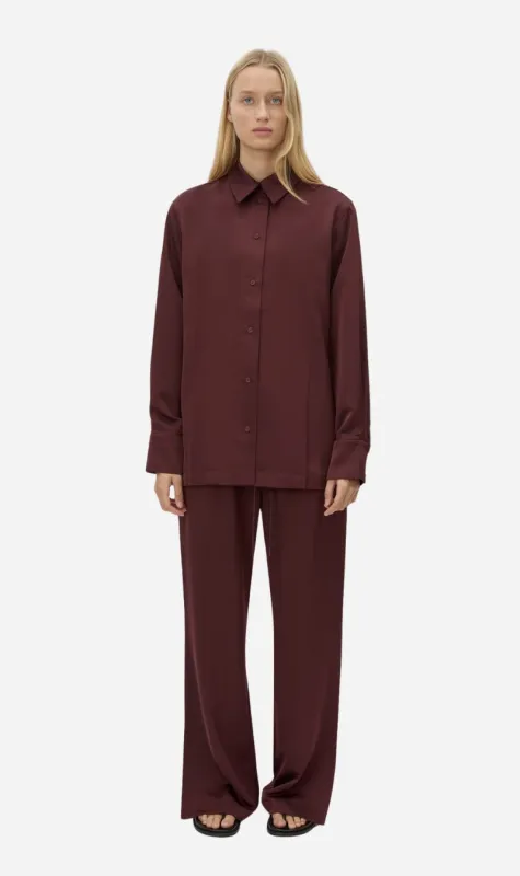 Camilla & Marc | Ground Satin Long Sleeve Shirt - Burgundy made by camilla & marc