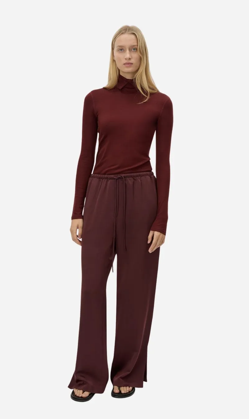 Camilla & Marc | Ground Satin Pant - Burgundy sold by Sisters & Co