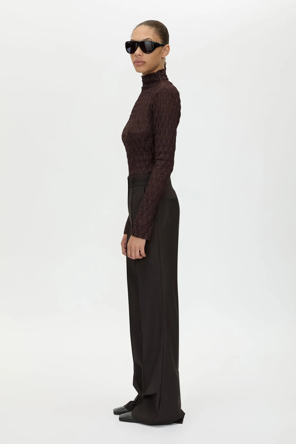 Camilla & Marc | Saxony High Waisted Pintuck Pant - Espresso Pindot sold by Sisters & Co product image thumbnail 4