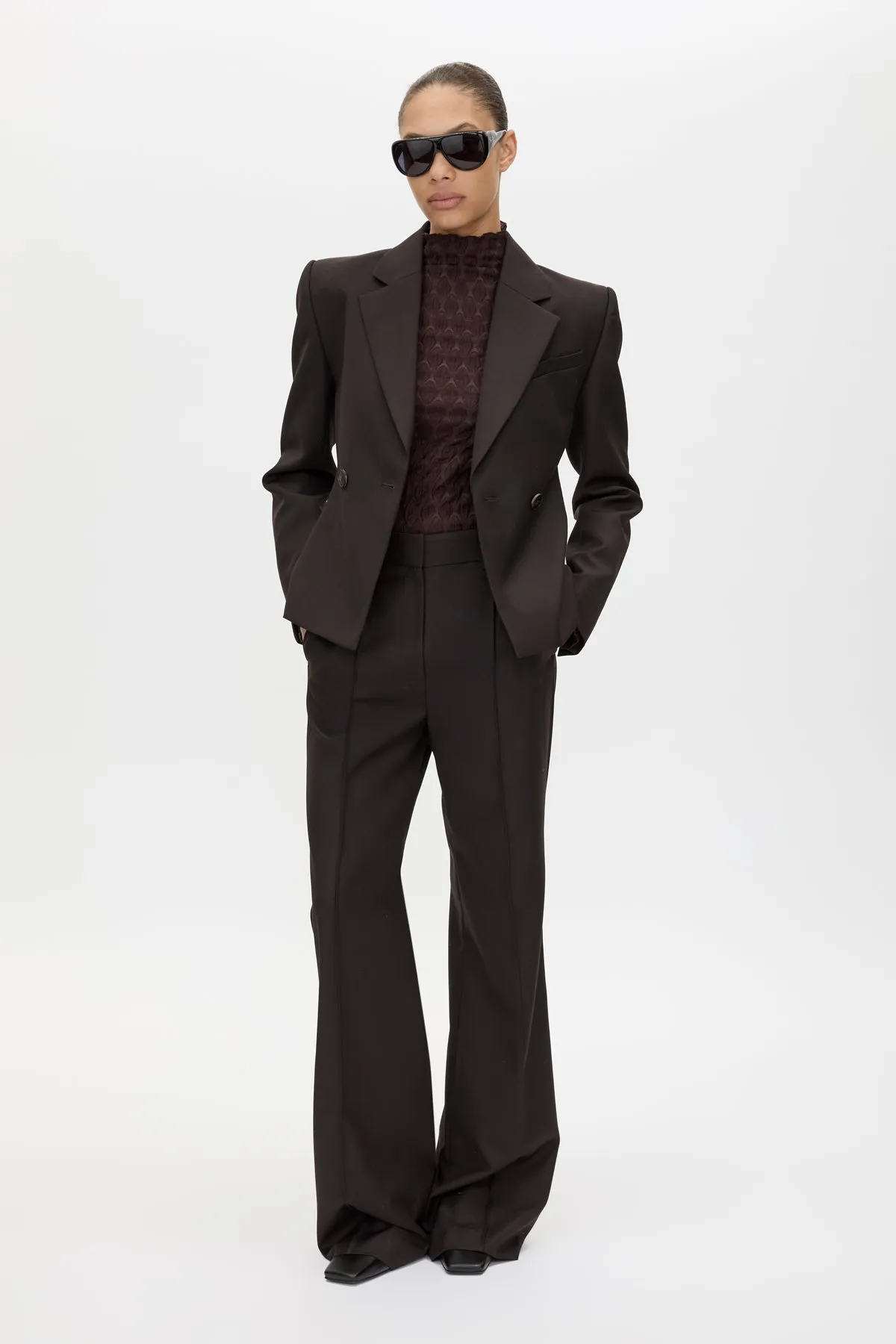 Camilla & Marc | Saxony High Waisted Pintuck Pant - Espresso Pindot sold by Sisters & Co product image thumbnail 3