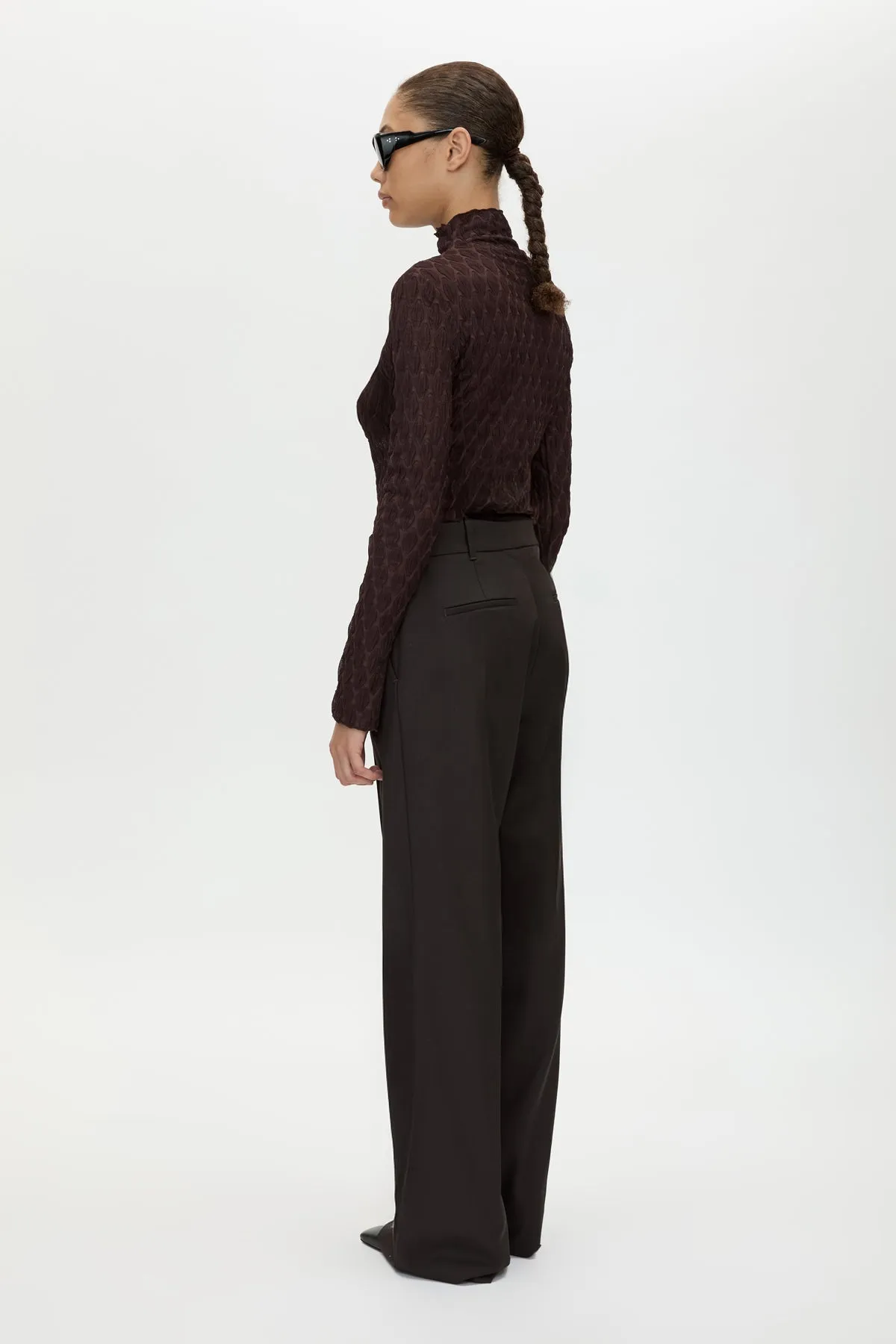Camilla & Marc | Saxony High Waisted Pintuck Pant - Espresso Pindot sold by Sisters & Co product image thumbnail 5