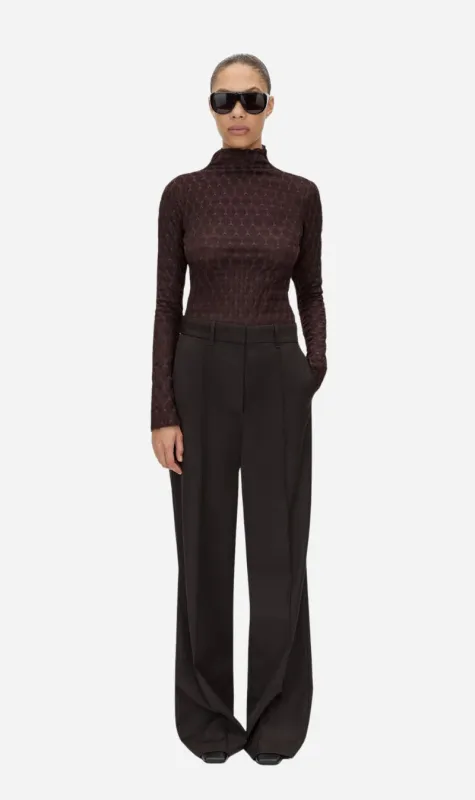 Camilla & Marc | Saxony High Waisted Pintuck Pant - Espresso Pindot made by camilla & marc