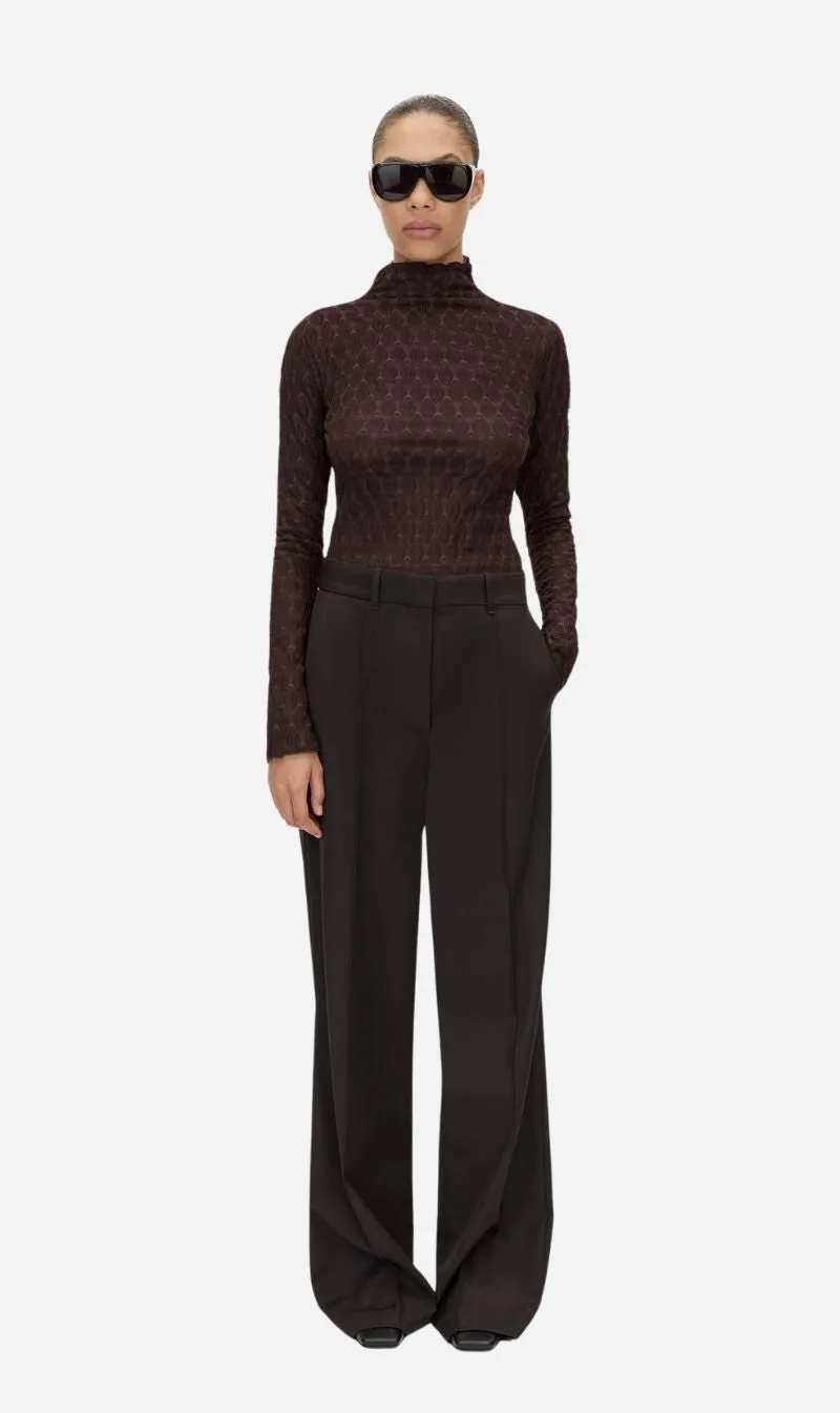 Camilla & Marc | Saxony High Waisted Pintuck Pant - Espresso Pindot sold by Sisters & Co