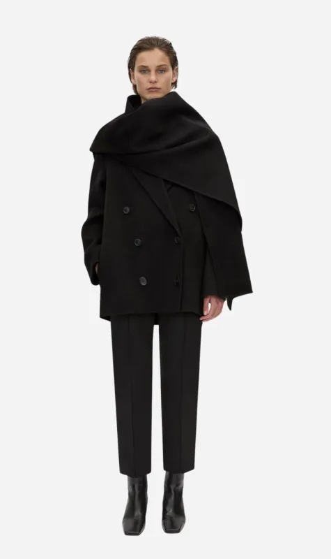 Camilla & Marc | Memoria Short Coat With Scarf - Black made by camilla & marc