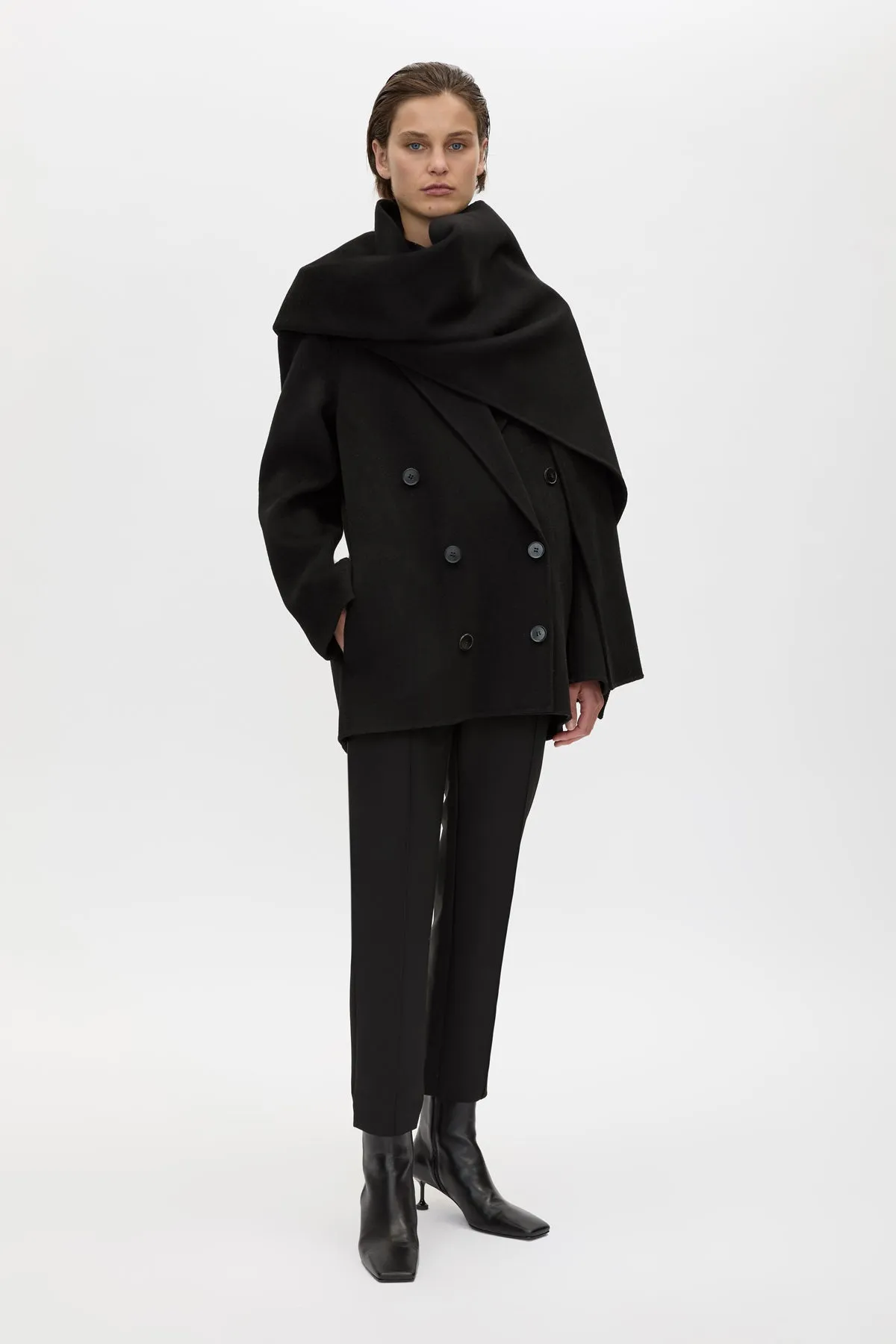 Camilla & Marc | Memoria Short Coat With Scarf - Black sold by Sisters & Co product image thumbnail 3