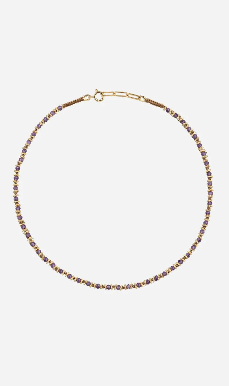 Tityaravy | Kamala Necklace - Beige / Amethyst sold by Sisters & Co