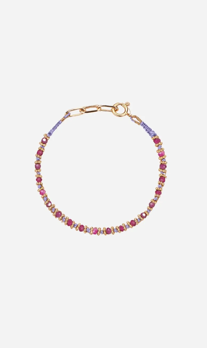 Tityaravy | Kamala Bracelet - Lilac Thread / Pink Ruby sold by Sisters & Co