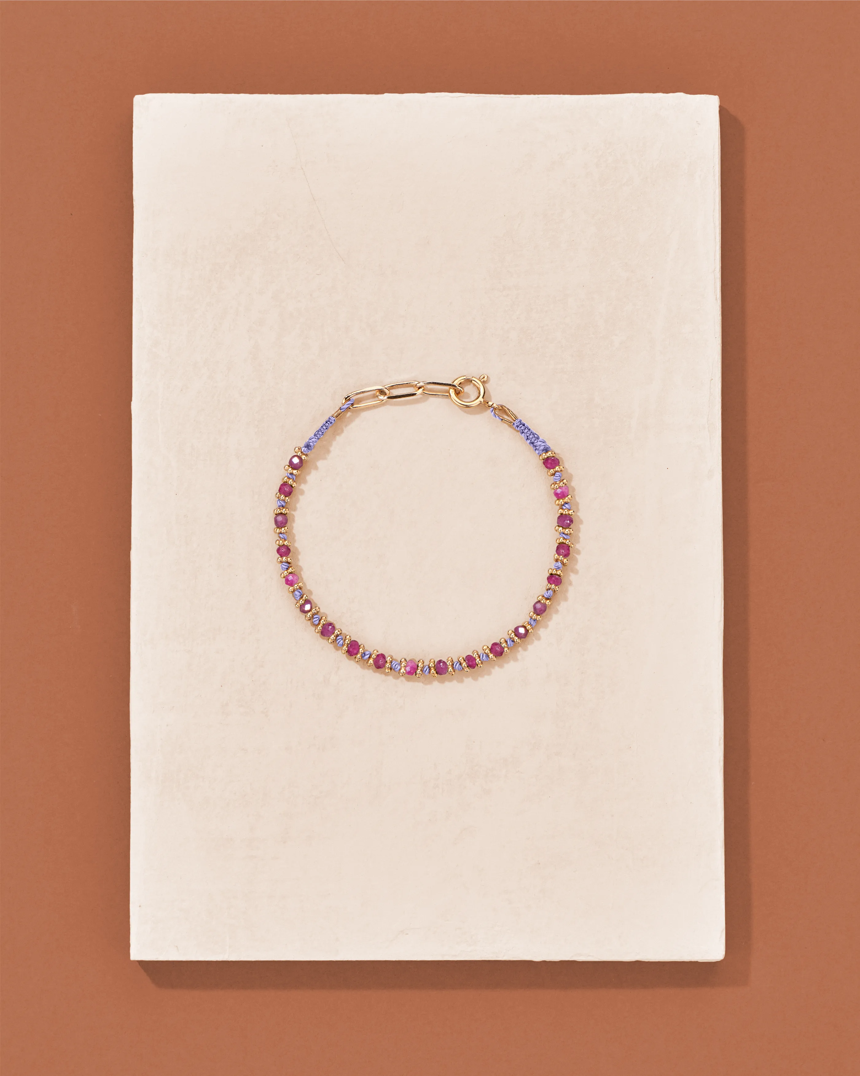 Tityaravy | Kamala Bracelet - Lilac Thread / Pink Ruby sold by Sisters & Co product image thumbnail 2