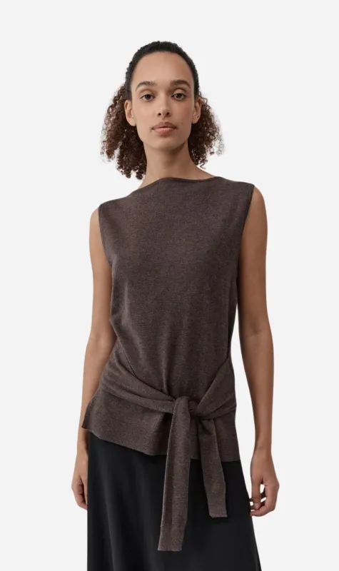 St Agni | Fine Merino Tie Waist Top - Mulch made by St. Agni