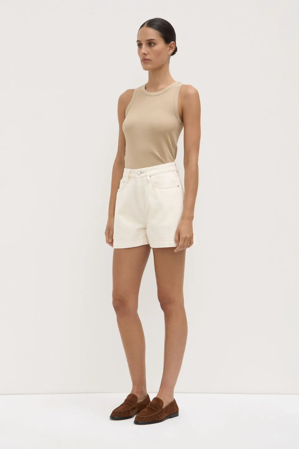 Assembly Lablel | Boxy Denim Short - Ecru sold by Sisters & Co product image thumbnail 3
