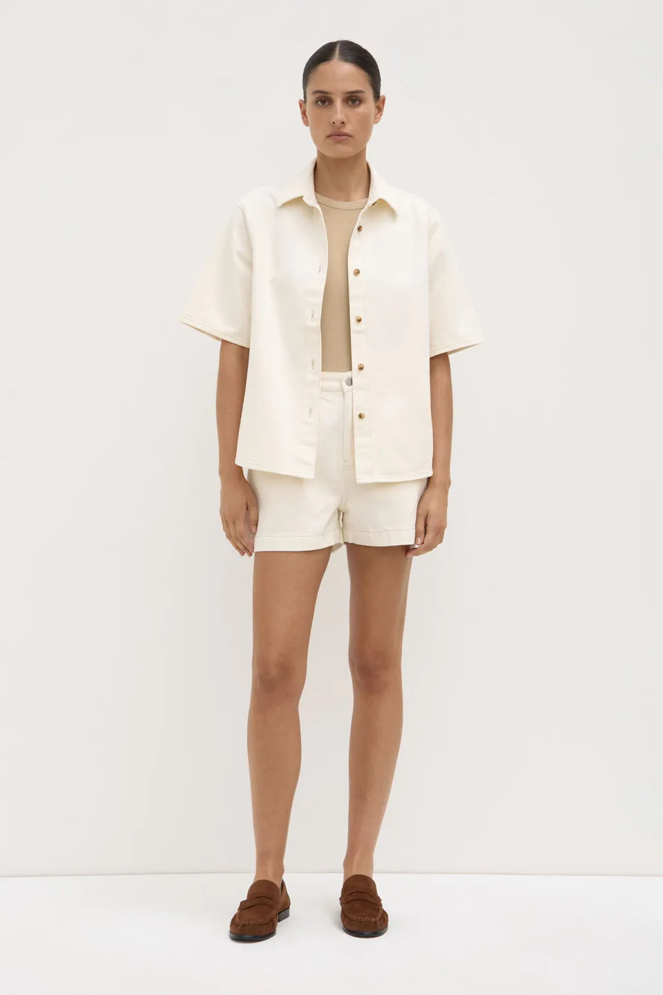 Assembly Lablel | Boxy Denim Short - Ecru sold by Sisters & Co product image thumbnail 2