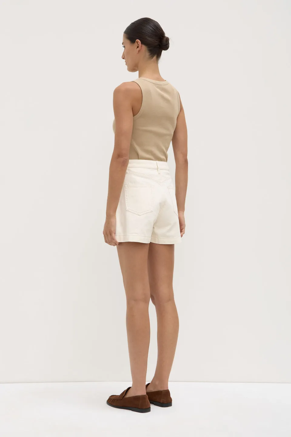 Assembly Lablel | Boxy Denim Short - Ecru sold by Sisters & Co product image thumbnail 4