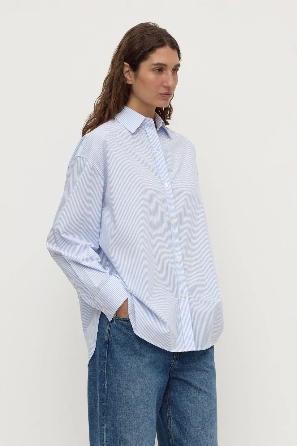 Assembly Label | Avoca Stripe Long Sleeve Shirt - Blue / White sold by Sisters & Co product image thumbnail 4