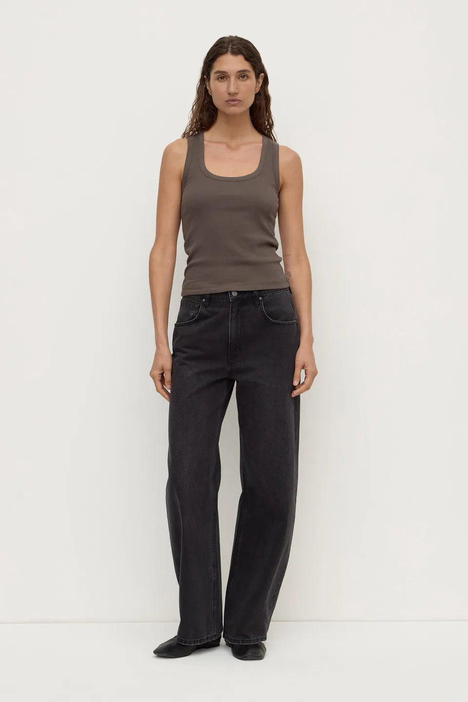 Assembly Label | Robyn Scoop Neck Rib Tank - Bark sold by Sisters & Co product image thumbnail 3