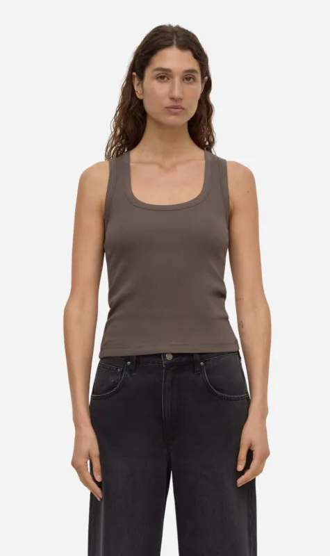 Assembly Label | Robyn Scoop Neck Rib Tank - Bark made by Assembly Label
