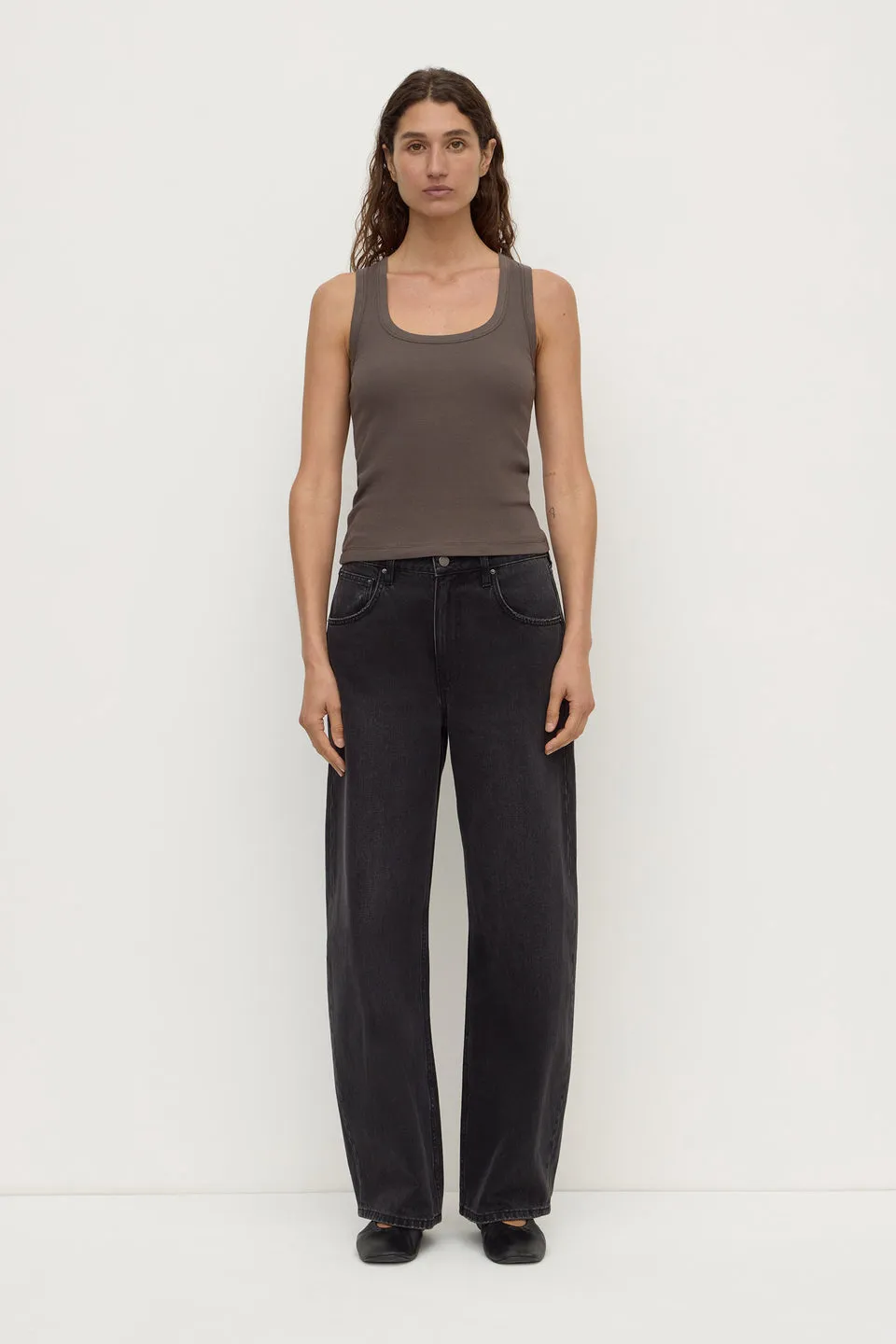 Assembly Label | Robyn Scoop Neck Rib Tank - Bark sold by Sisters & Co product image thumbnail 2