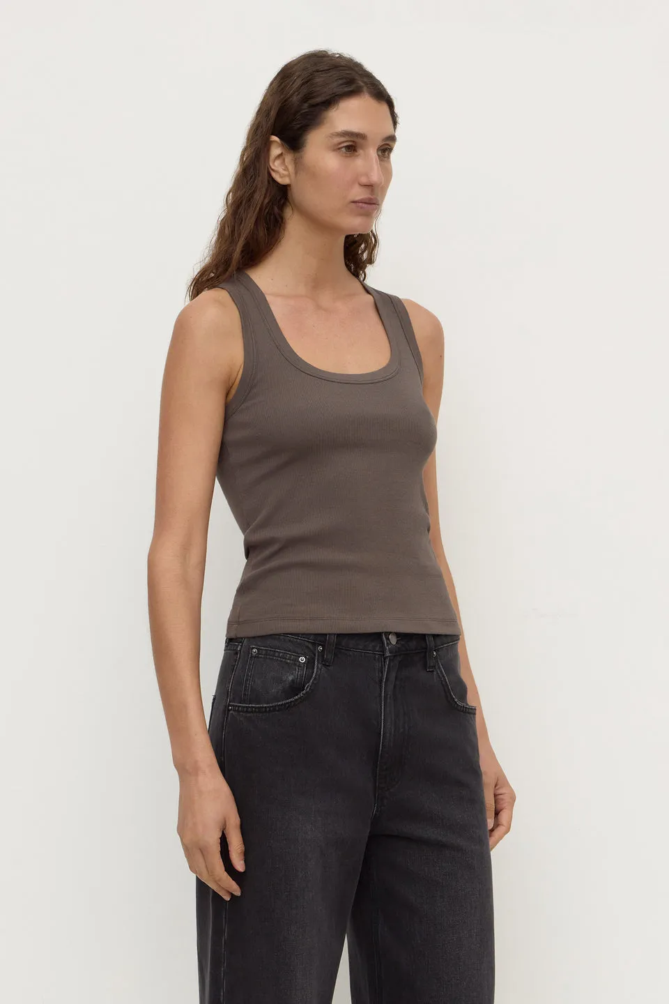Assembly Label | Robyn Scoop Neck Rib Tank - Bark sold by Sisters & Co product image thumbnail 4