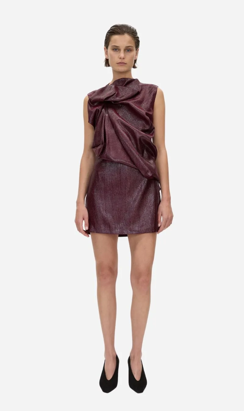 Camilla & Marc | Sana Drape Tailored Mini Dress - Burgundy sold by Sisters & Co
