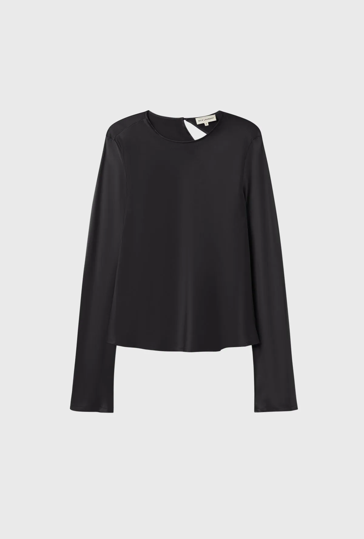 Silk Laundry | Long Sleeve Bias Top - Black Satin sold by Sisters & Co product image thumbnail 4