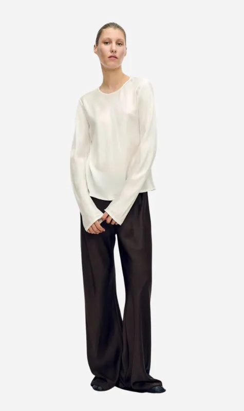 Silk Laundry | Long Sleeve Bias Top - White made by Silk Laundry