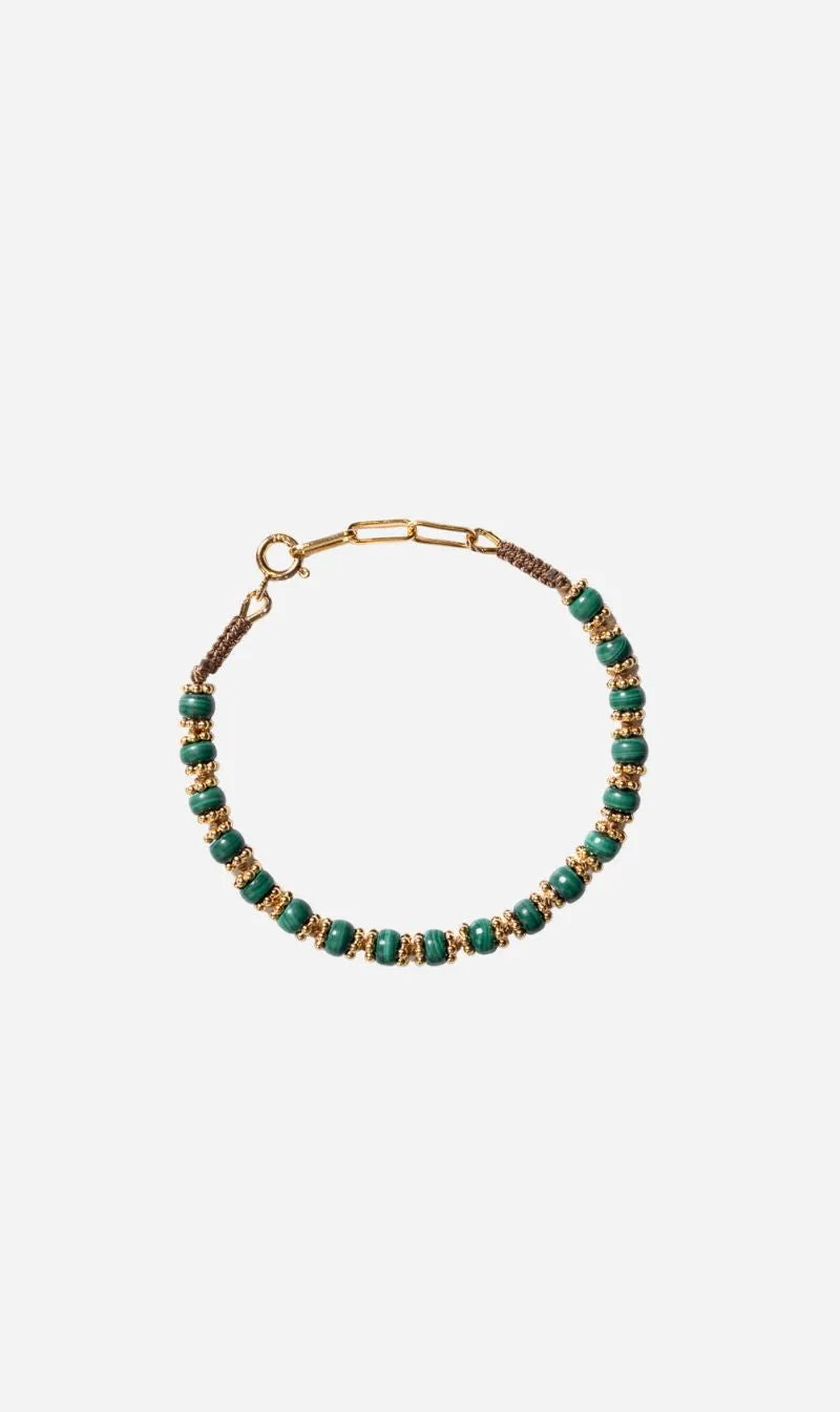 Tityaravy | Big Kamala Bracelet 021 - Beige / Malachite sold by Sisters & Co