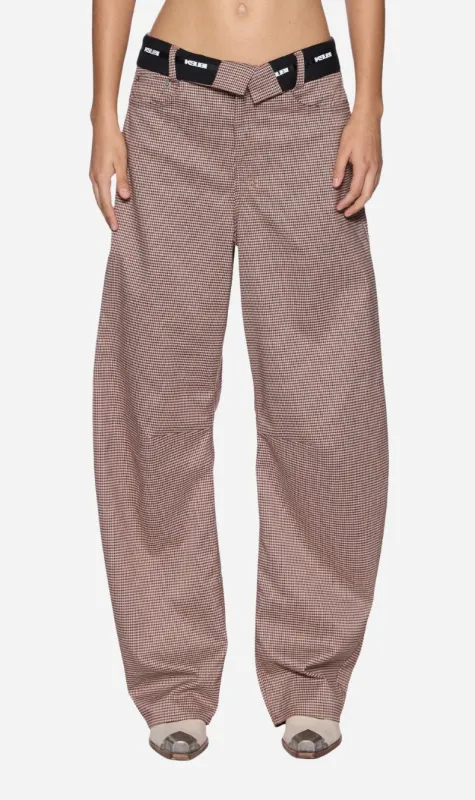 Ksubi | Barrel Trouser Flip Houndstooth - Brown made by Ksubi