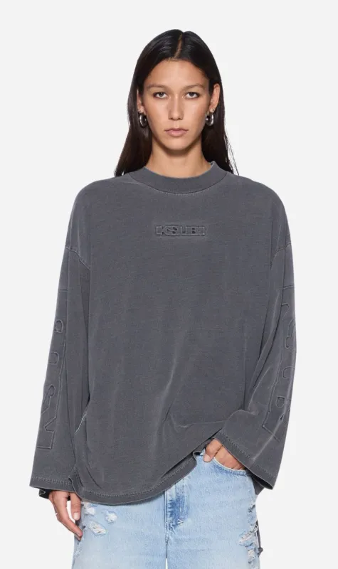 Ksubi | Sott Altar Boyfriend Long Sleeve Tee - Charcoal made by Ksubi
