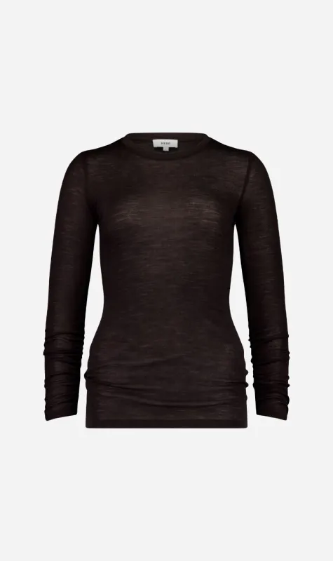 Rebe | Ruched Long Sleeve Merino - Balsamic made by Sisters & Co