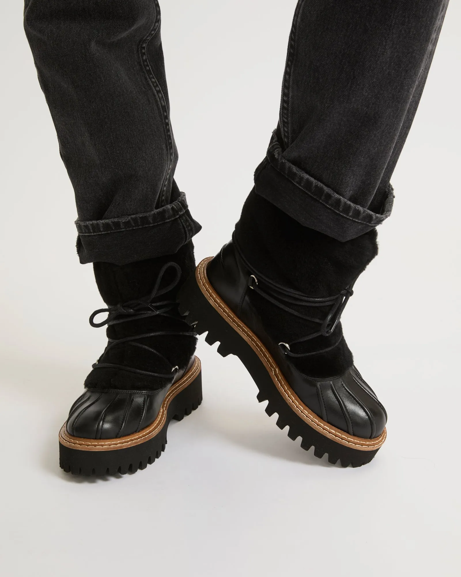 Yves Salomon | Merino Ironed Lamb Shoes - Black sold by Sisters & Co product image thumbnail 2