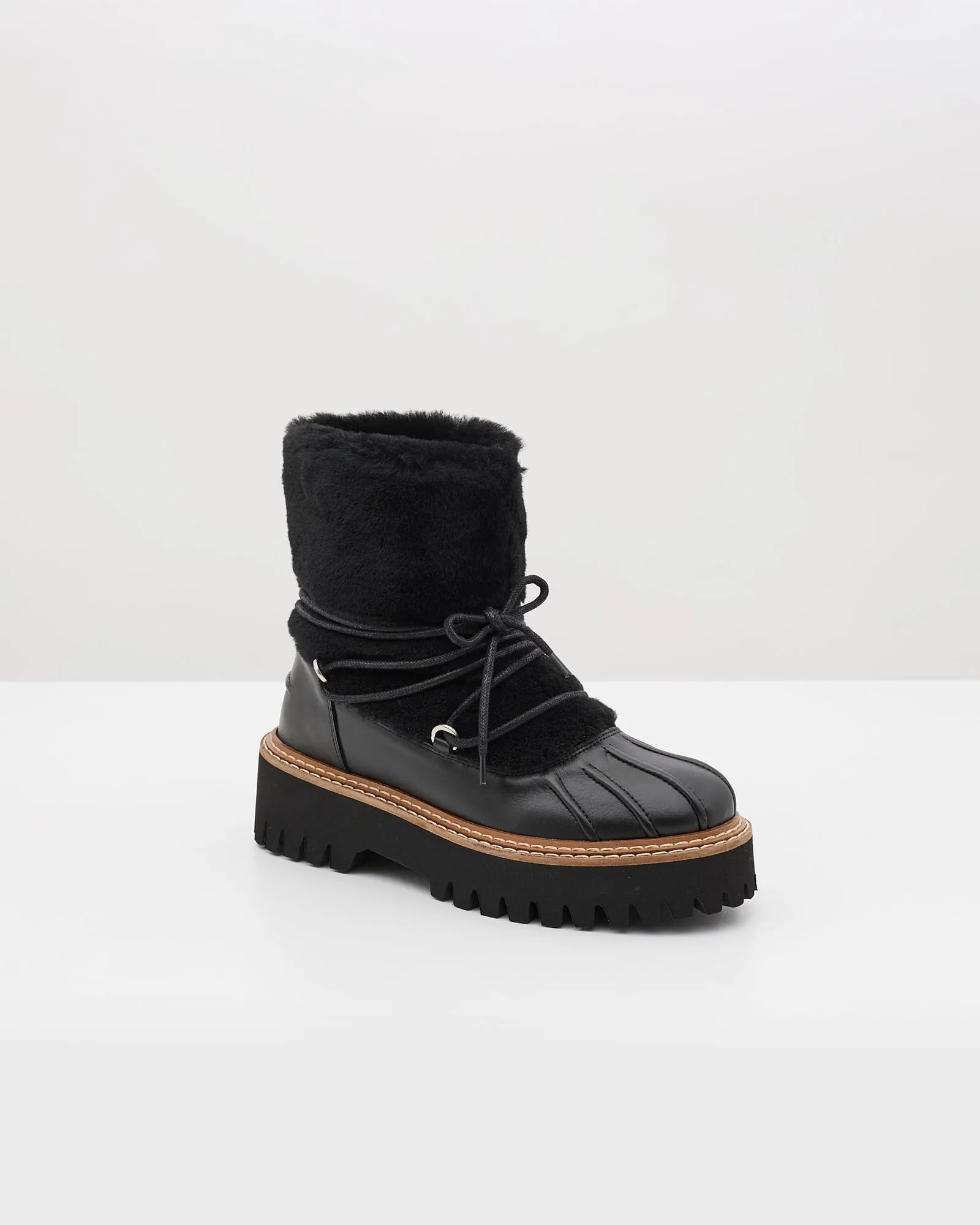 Yves Salomon | Merino Ironed Lamb Shoes - Black sold by Sisters & Co product image thumbnail 3