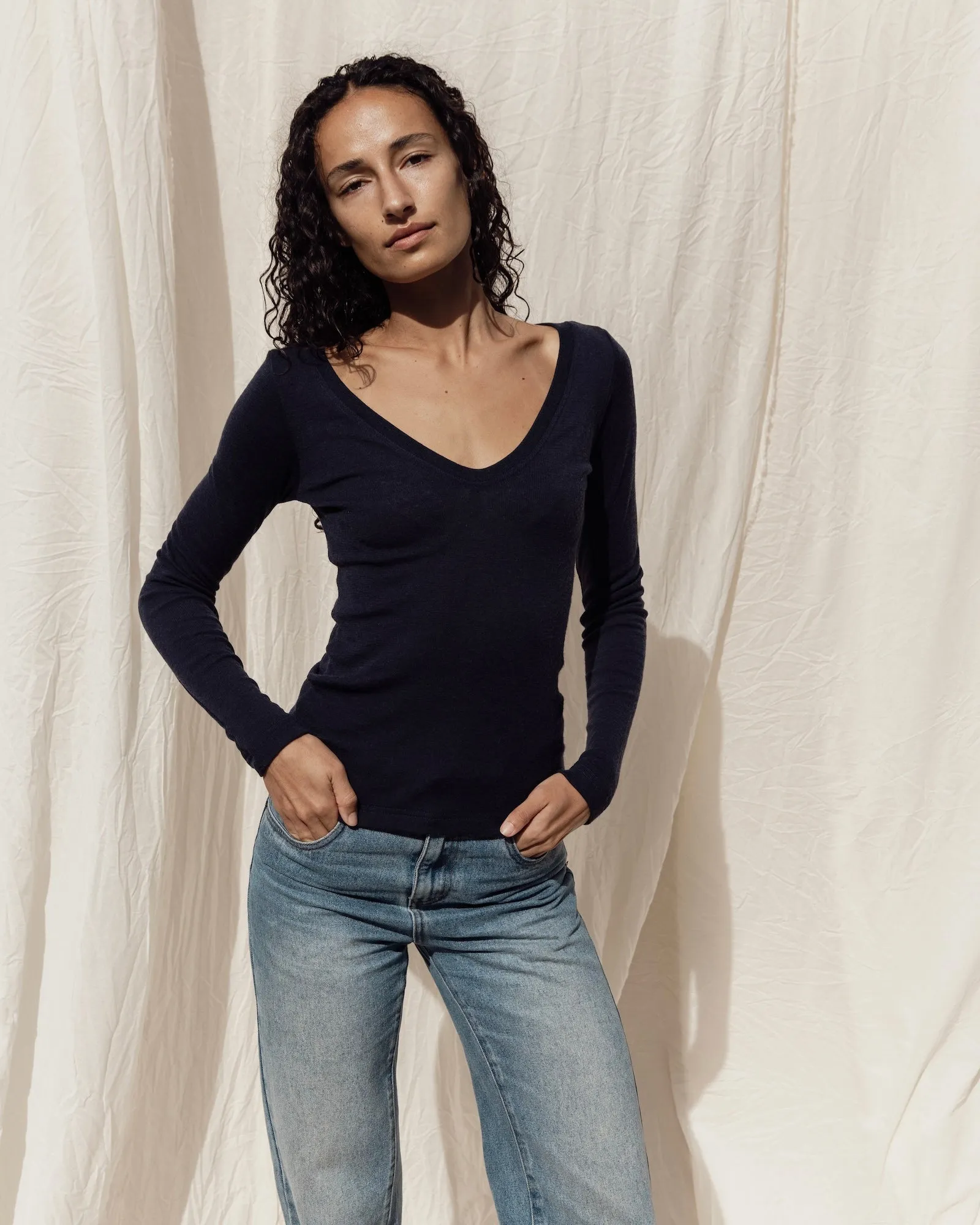 Dominique Healy | Uma Longsleeve - Navy sold by Sisters & Co product image thumbnail 3