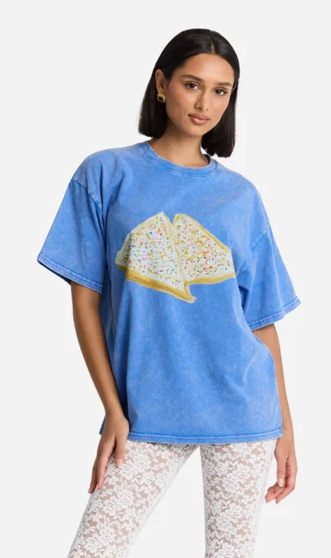 Maku The Label | Fairy Bread Acid Wash Oversize Tee - Light Blue made by Maku the Label