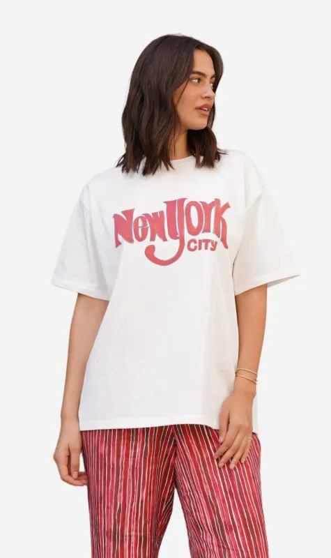 Maku The Label | New York Logo Oversized Tee - White made by Maku the Label