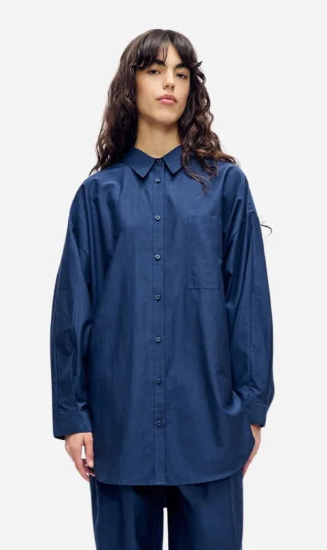 Silk Laundry | Cotton Silk Round Shirt - Midnight made by Silk Laundry