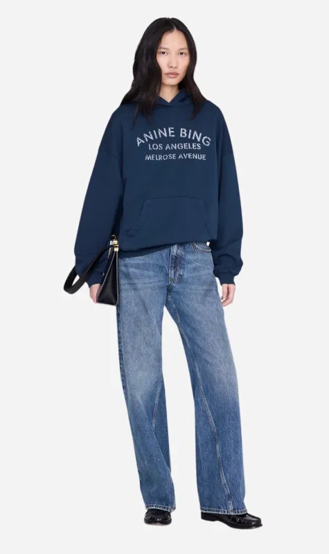 Anine Bing | Harvey Sweatshirt Melrose Stencil - Navy made by Anine Bing