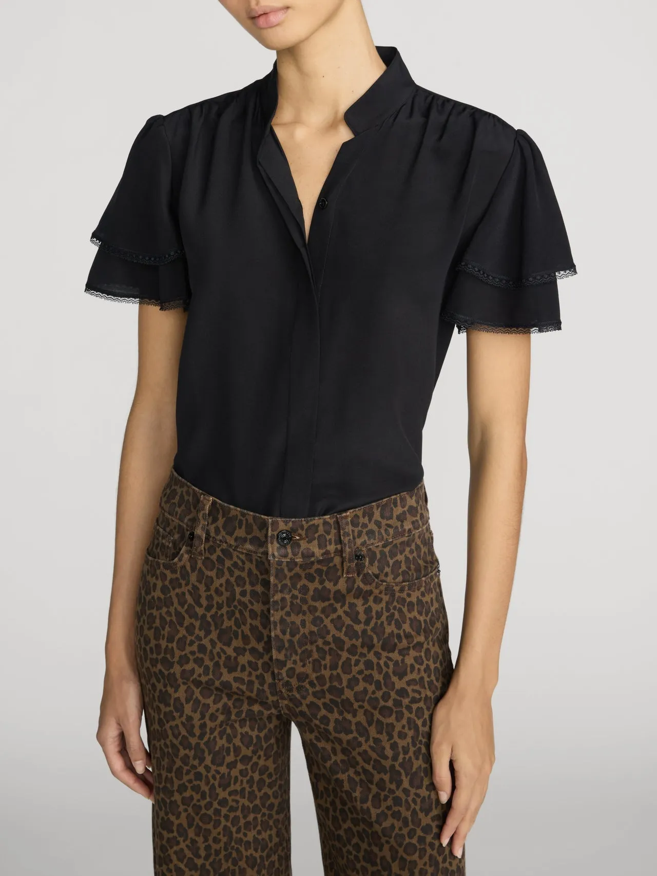 Frame Denim | The Silk Arcadia Top - Black sold by Sisters & Co product image thumbnail 2