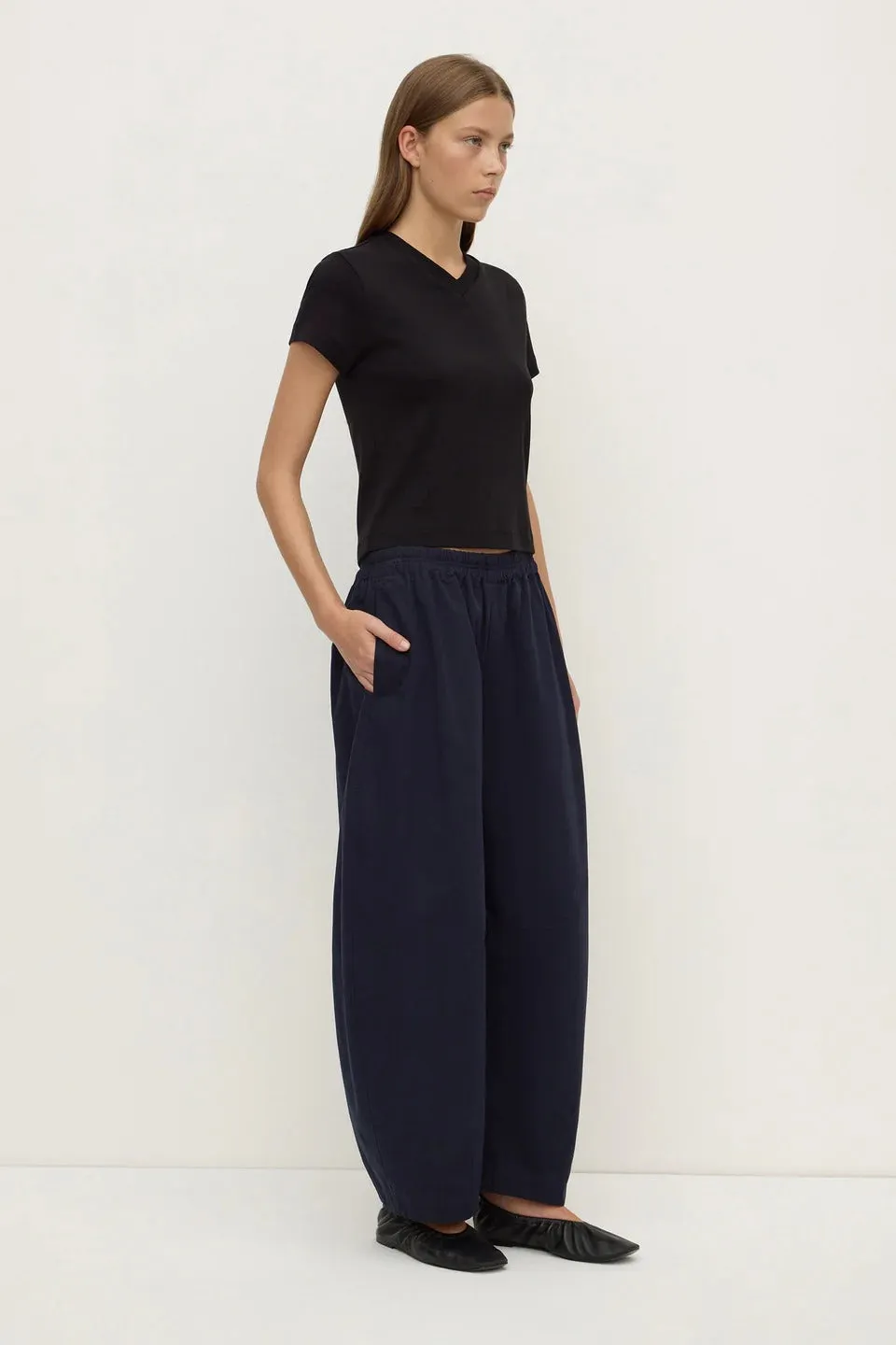 Assembly Label | Lola Barrel Pant - Navy sold by Sisters & Co product image thumbnail 4