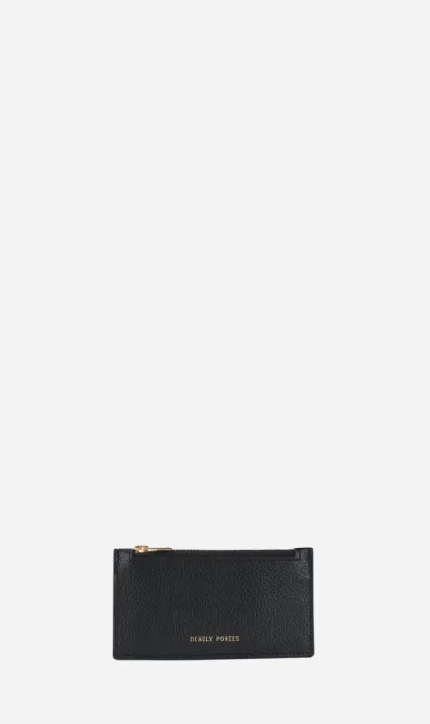 Deadly Ponies | Zip Card Holder - Black / Brass made by Sisters & Co