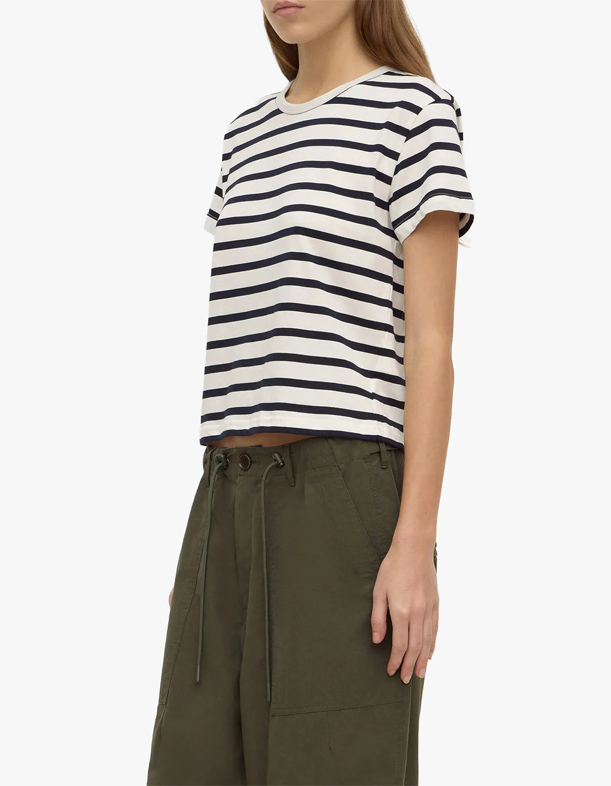 Assembly Label | Mollie Stripe Short Sleeve Tee - Navy Cream Stripe sold by Sisters & Co product image thumbnail 3