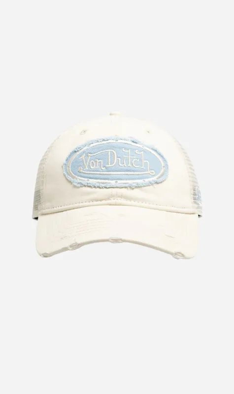 Von Dutch | Distressed Trucker - Ecru / Light Blue made by Von Dutch