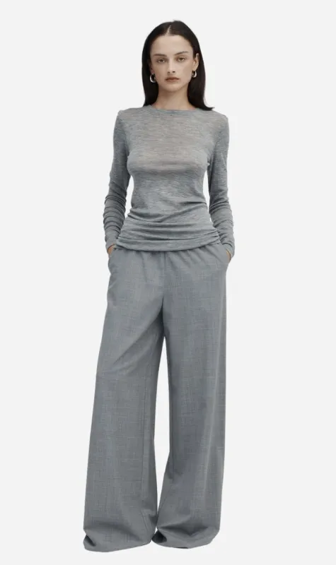 Rebe | Ruched Longsleeve Merino - Grey made by Sisters & Co